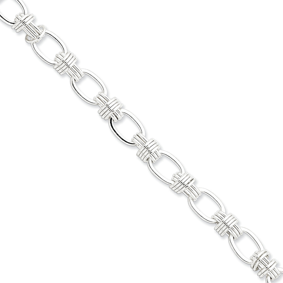 Sterling Silver 8.75inch Polished Fancy Link Toggle Bracelet 8.75 Inches