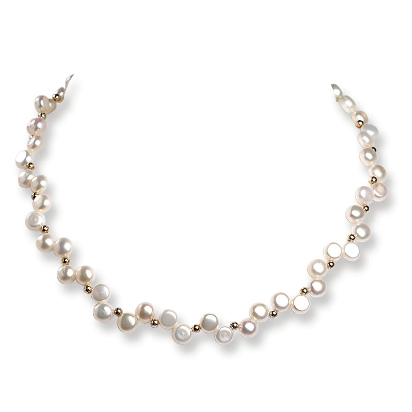 Sterling Silver Freshwater Cultured Button Pearl 16in Necklace