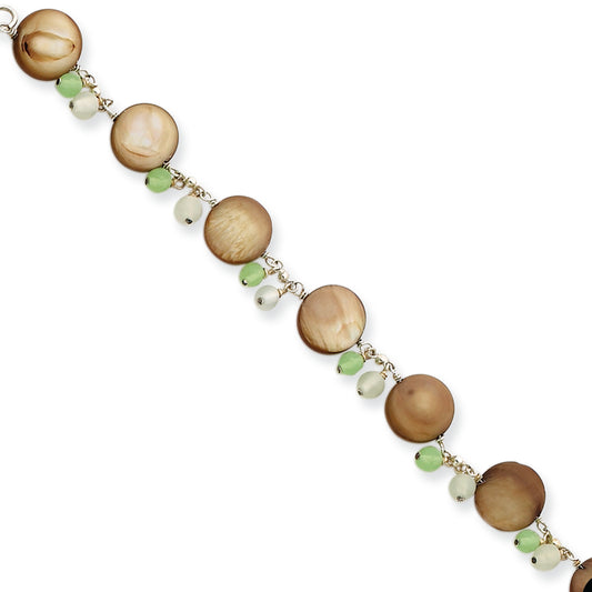 Sterling Silver Golden FW Cultured Pearls & Mother of Pearl Bracelet