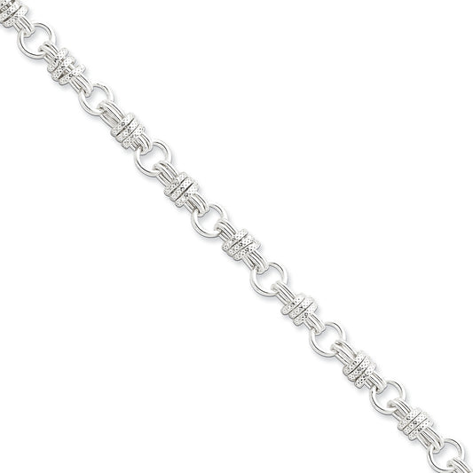 Sterling Silver Fancy Link Bracelet 7.5 Inches