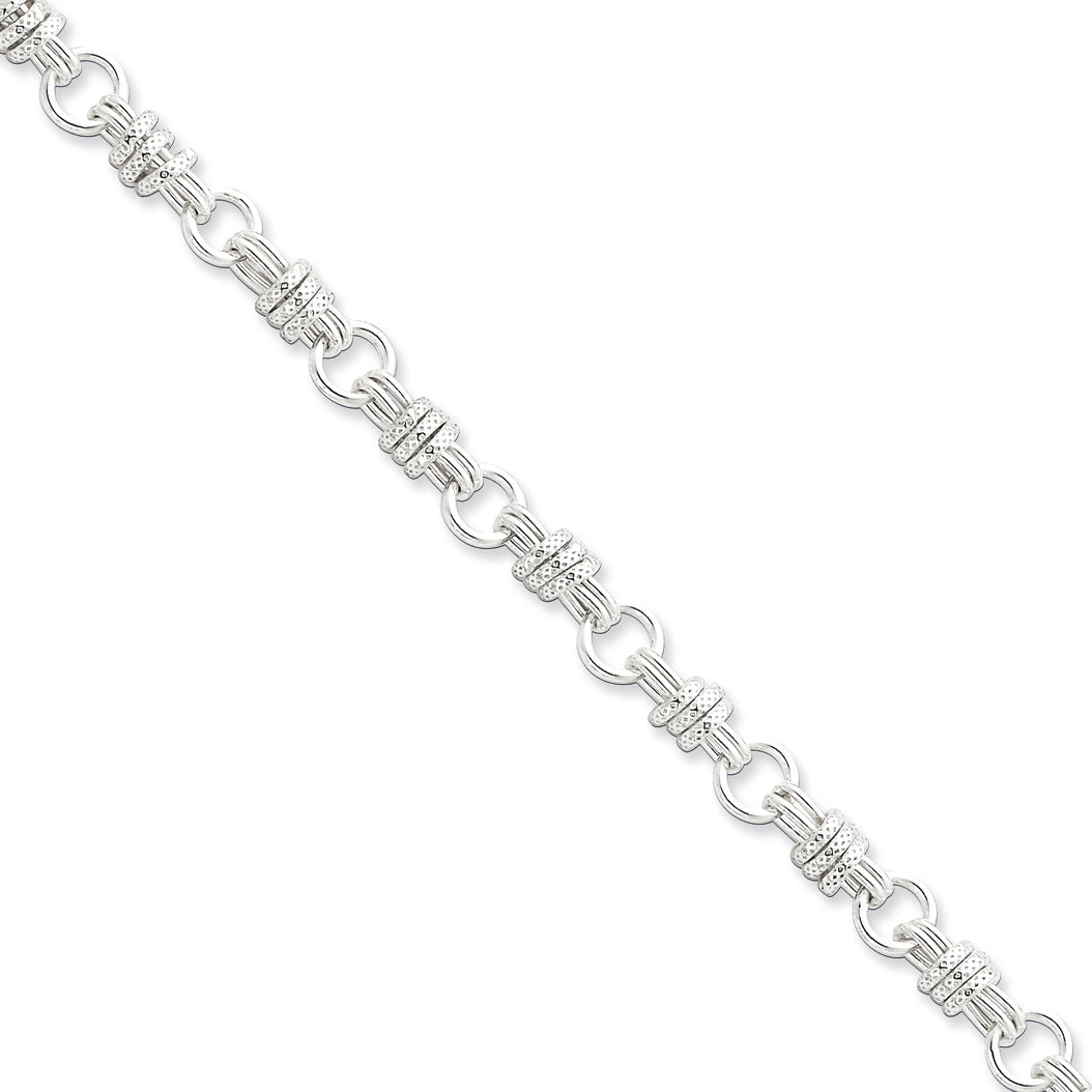 Sterling Silver 8.5inch Polished Fancy Link Bracelet 8.5 Inches