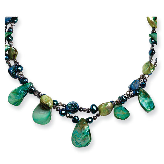 Sterling Silver Freshwater Cultured Pearl & Mother of Pearl Necklace