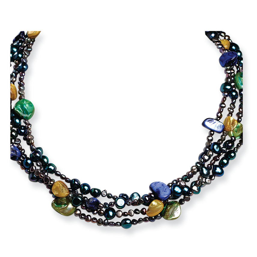 Sterling Silver Freshwater Cultured Pearl & Mother of Pearl Necklace