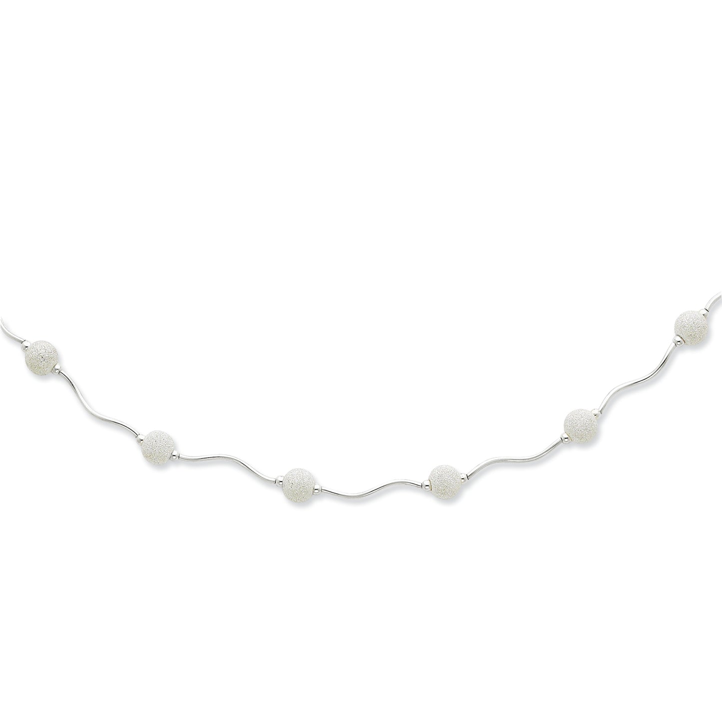 Sterling Silver Laser Bead Necklace 17 Inches