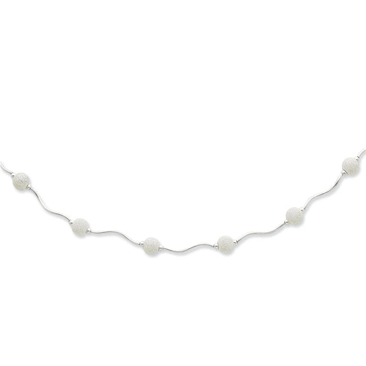 Sterling Silver Laser Bead Necklace 17 Inches