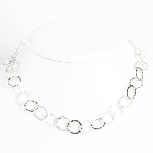 Sterling Silver Fancy Hammered Necklace 18 Inches