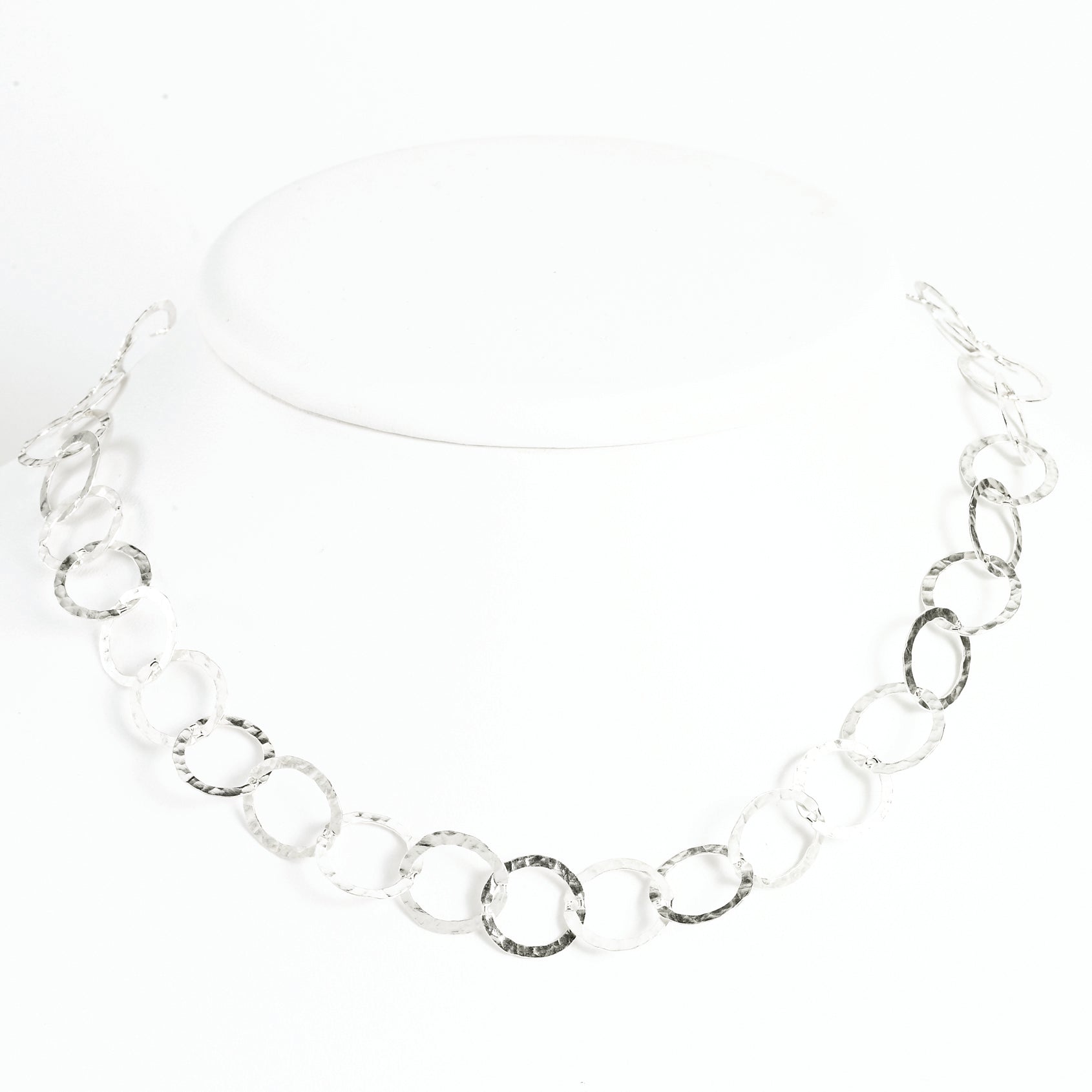 Sterling Silver Fancy Hammered Necklace 42 Inches