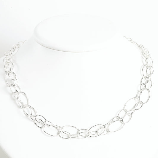 Sterling Silver Fancy Oval Link Bracelet 7.5 Inches