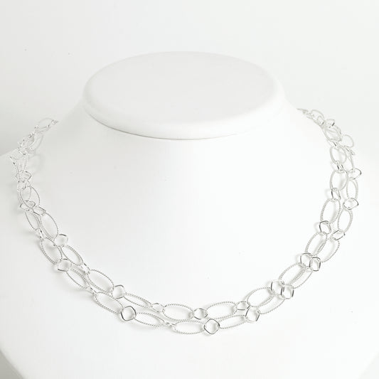 Sterling Silver Fancy Necklace 18 Inches