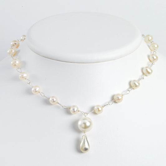 Sterling Silver Freshwater Cultured Pearl 17in Necklace
