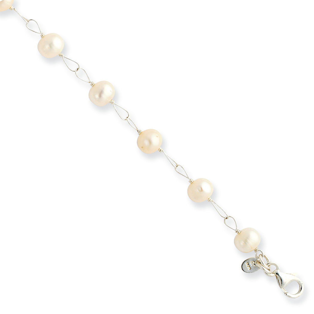 Sterling Silver Freshwater Cultured Pearl 8in Bracelet