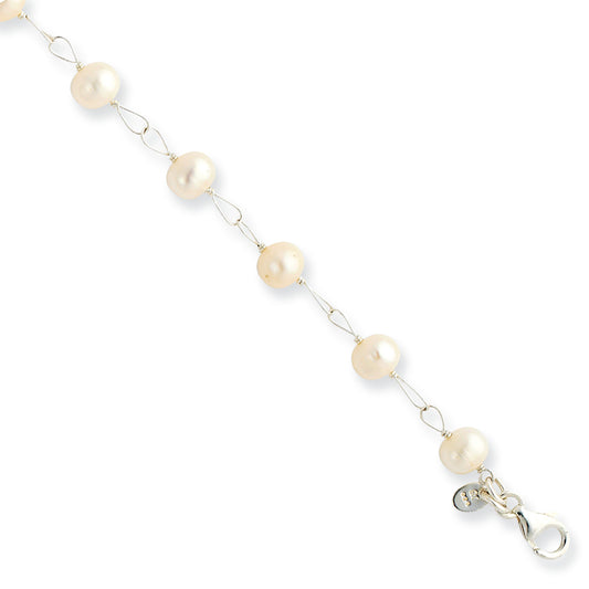 Sterling Silver Freshwater Cultured Pearl 8in Bracelet