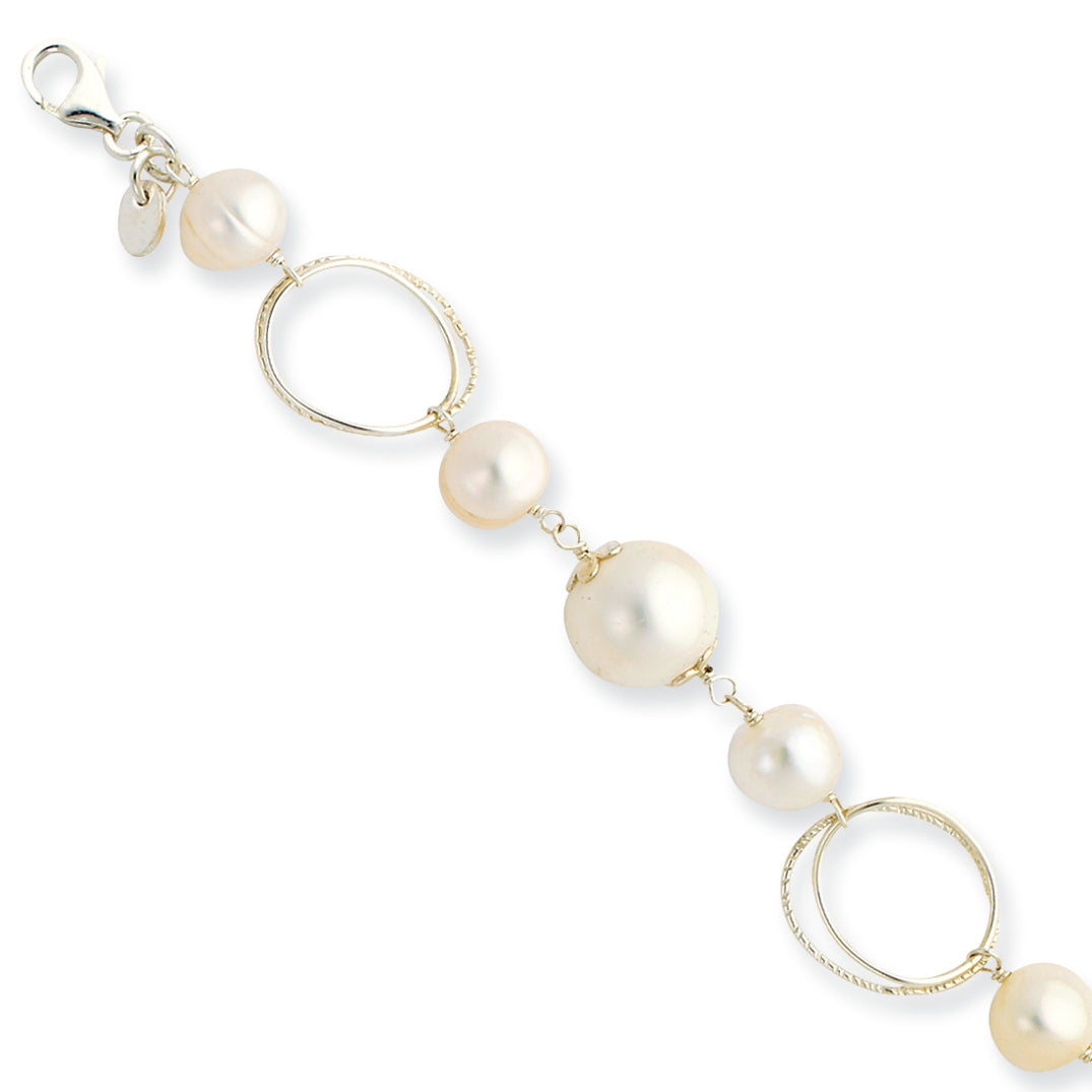 Sterling Silver Freshwater Cultured Pearl 8.5in Bracelet