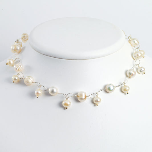 Sterling Silver Freshwater Cultured Pearl 18in Necklace