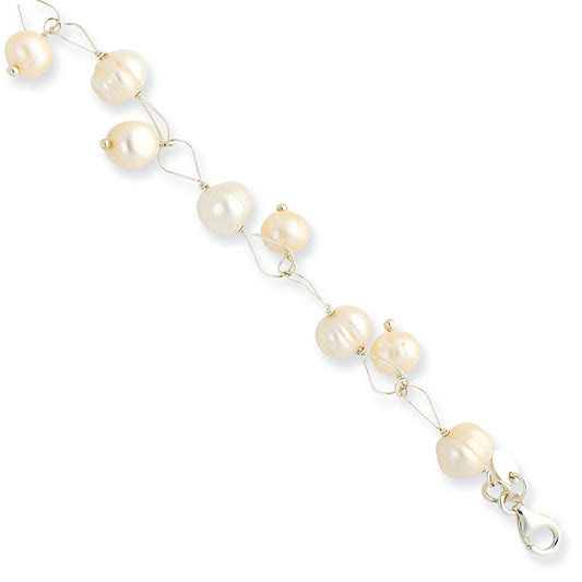 Sterling Silver Freshwater Cultured Pearl 7.5in Bracelet