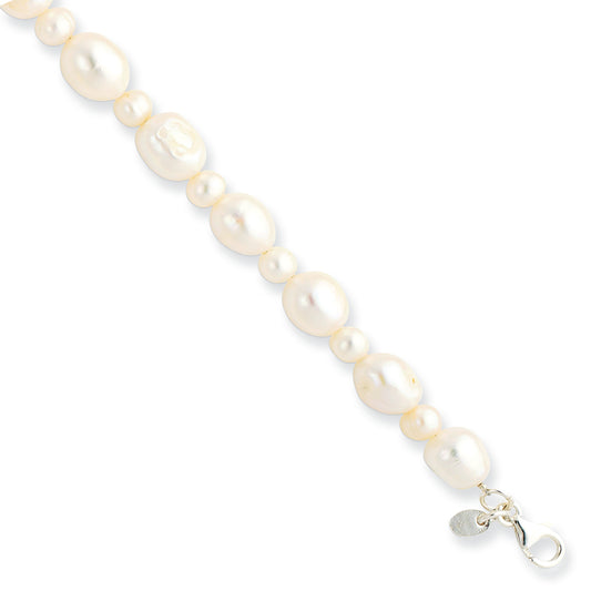 Sterling Silver Freshwater Cultured Pearl 8.5in Bracelet