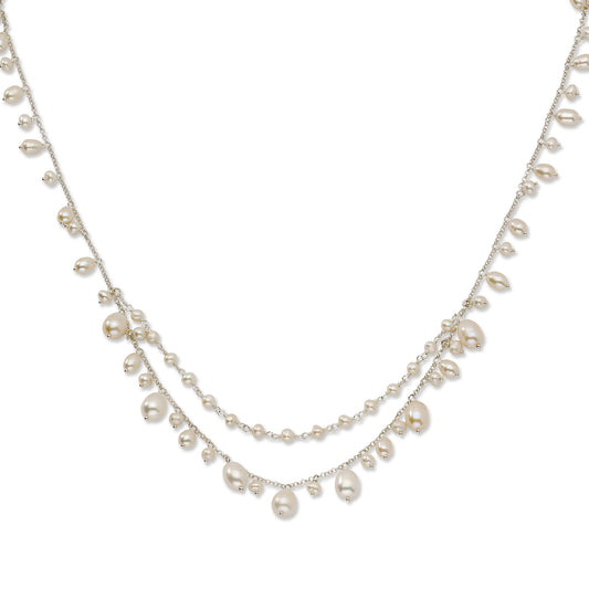 Sterling Silver Freshwater Cultured Pearl 16in Necklace