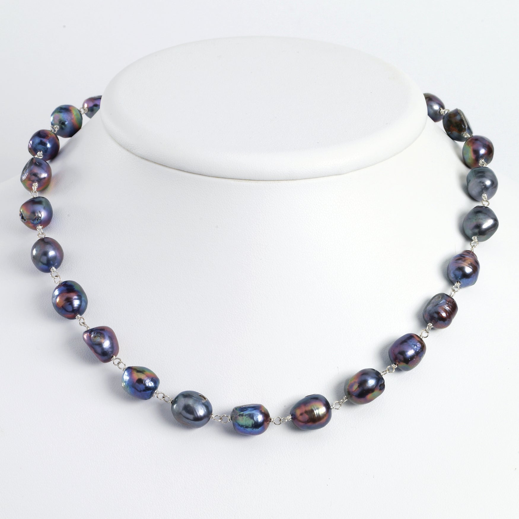 Sterling Silver Freshwater Cultured Peacock Pearl Necklace