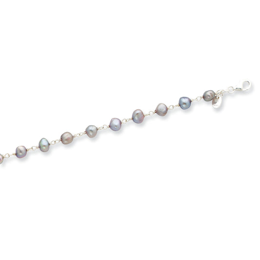 Sterling Silver Grey Freshwater Cultured Pearl Bracelet