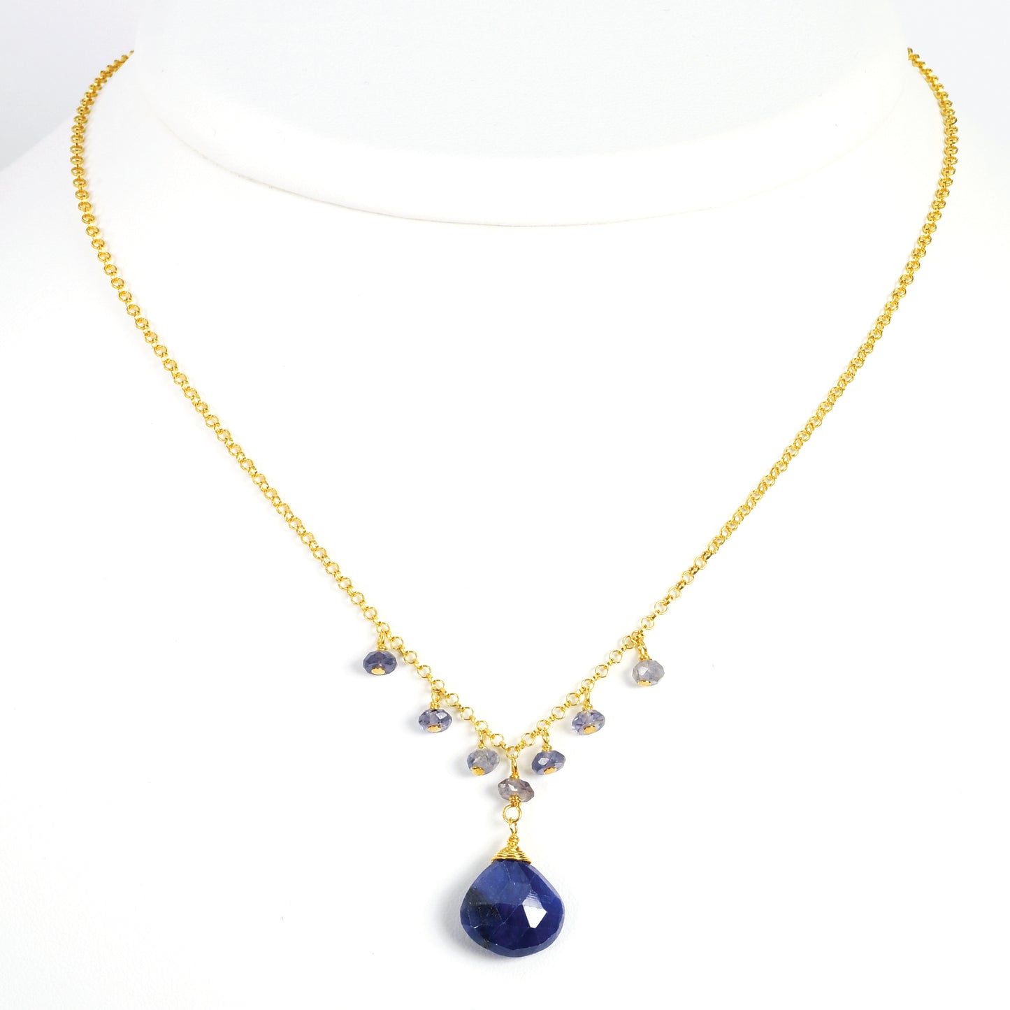 Sterling Silver & Vermeil Sapphire/ & iolite Necklace