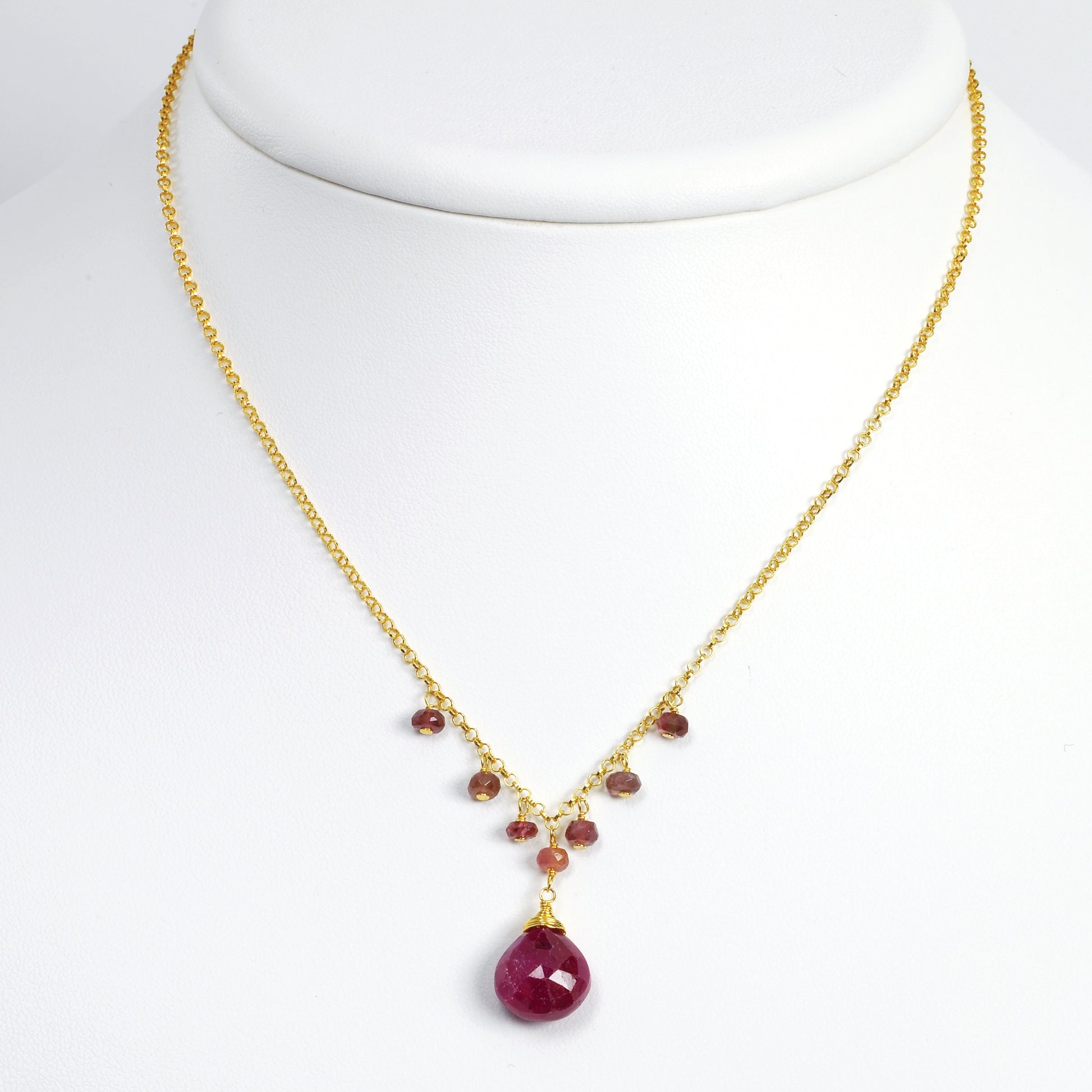 Sterling Silver & Vermeil Ruby Necklace
