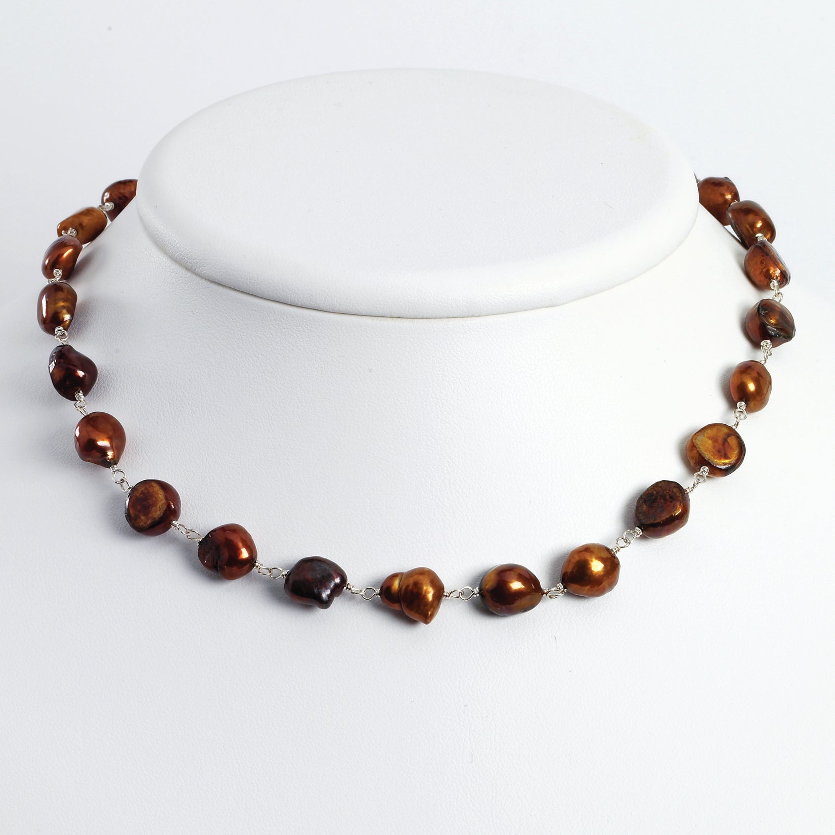 Sterling Silver Brown Freshwater Cultured Pearl Necklace