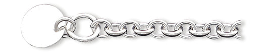 Sterling Silver Engraveable Circular Disc on Fancy Link Bracelet 7.5 Inches