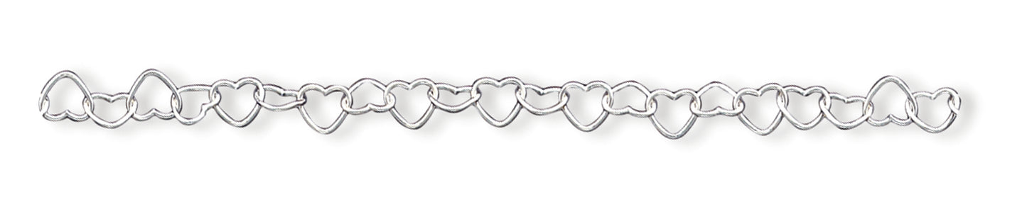 Sterling Silver 7inch Polished Fancy Heart Link Bracelet 7 Inches