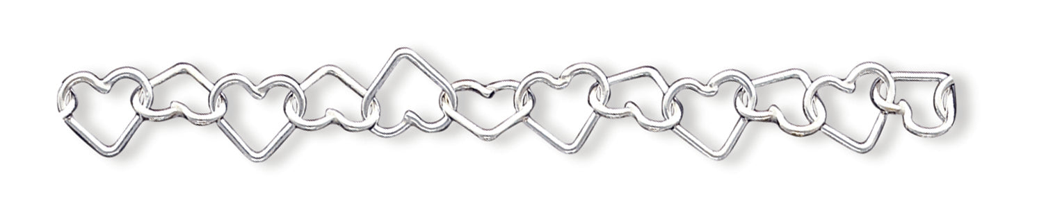 Sterling Silver Polished Fancy Large Heart Link Bracelet 7 Inches