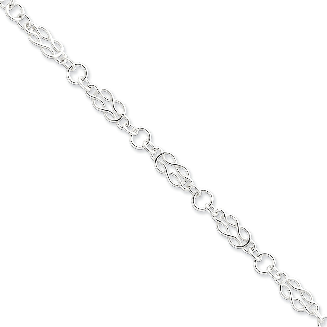 Sterling Silver 7.5inch Polished Fancy Knot-Link Bracelet 7.5 Inches