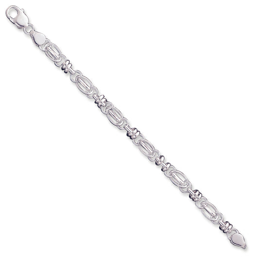 Sterling Silver 7.5inch Polished Diamond-cut Fancy Link Bracelet 7.5 Inches