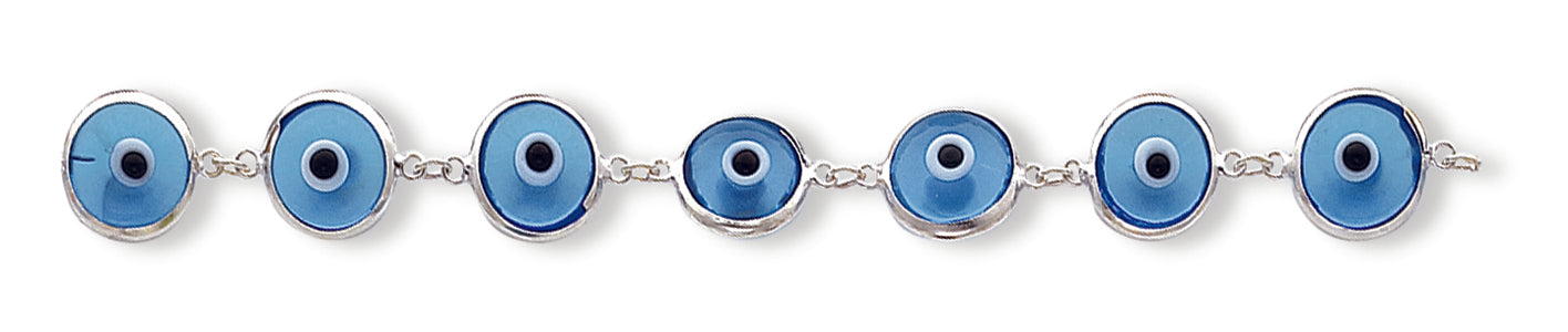 SS 3-DimensionalTransparentLapisBlueEyeBracelet 7.5 Inches