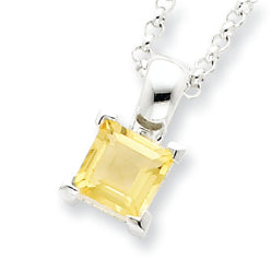 Sterling Silver Citrine Pendant w/Chain