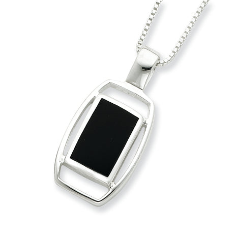 Sterling Silver Onyx Pendant with Chain Necklace