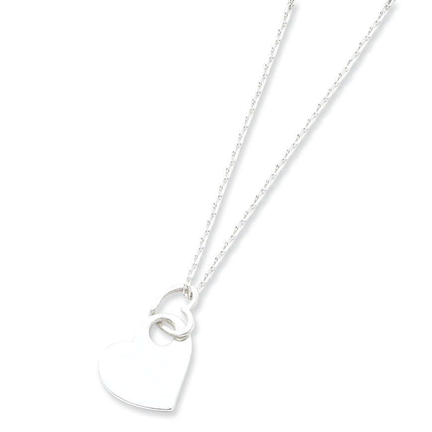Sterling Silver Heart Holding Heart Necklace 16 Inches