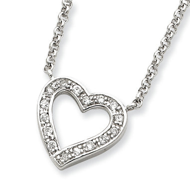 Sterling Silver CZ Heart on 16 Rolo Chain