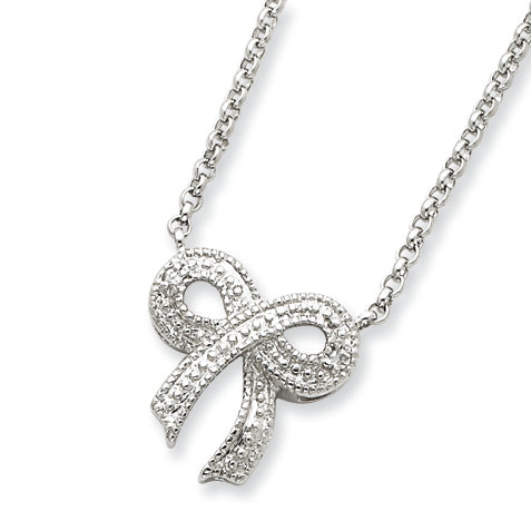 Sterling Silver CZ Bow on Rolo Chain