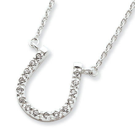 Sterling Silver Horseshoe CZ Necklace