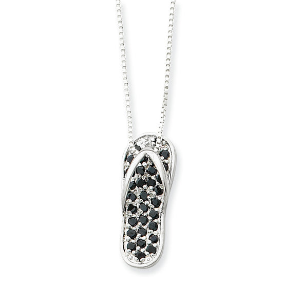 Sterling Silver Black CZ Slide w/ 18 Chain