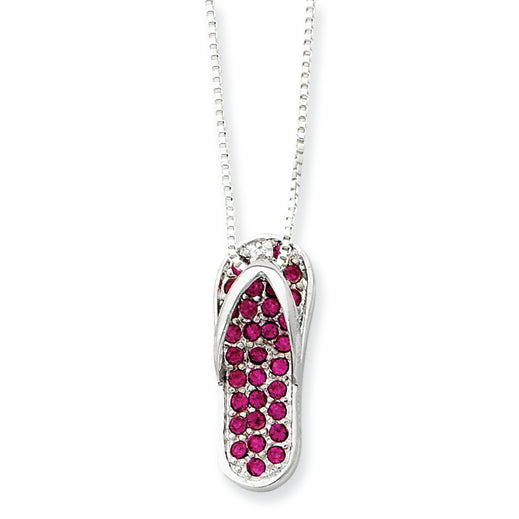 Sterling Silver Red CZ Slide w/ 18 Box Chain