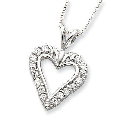 Sterling Silver CZ Pendant w/ 18 twisted box Chain