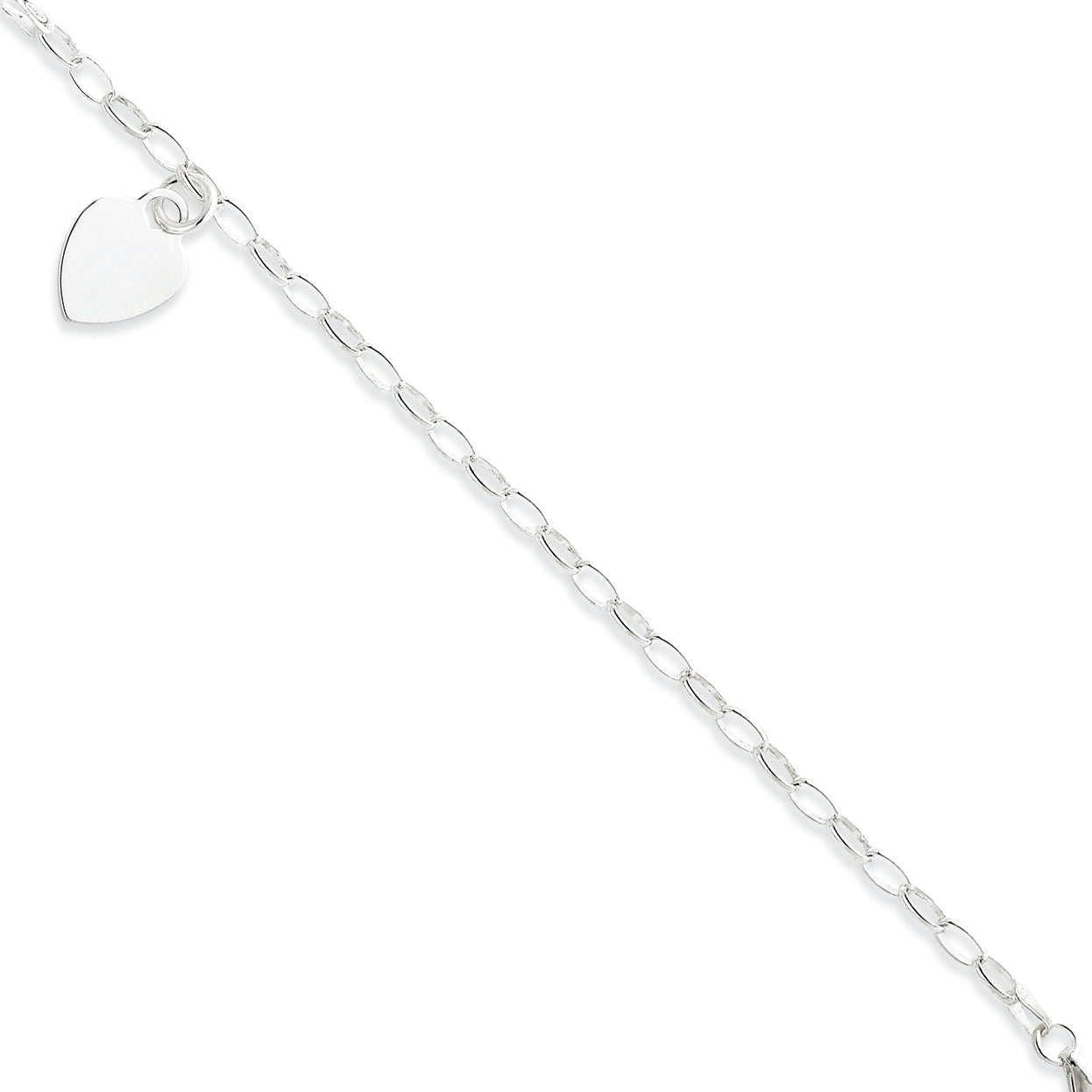 Sterling Silver Baby Bracelet w/Dangling Flat Heart