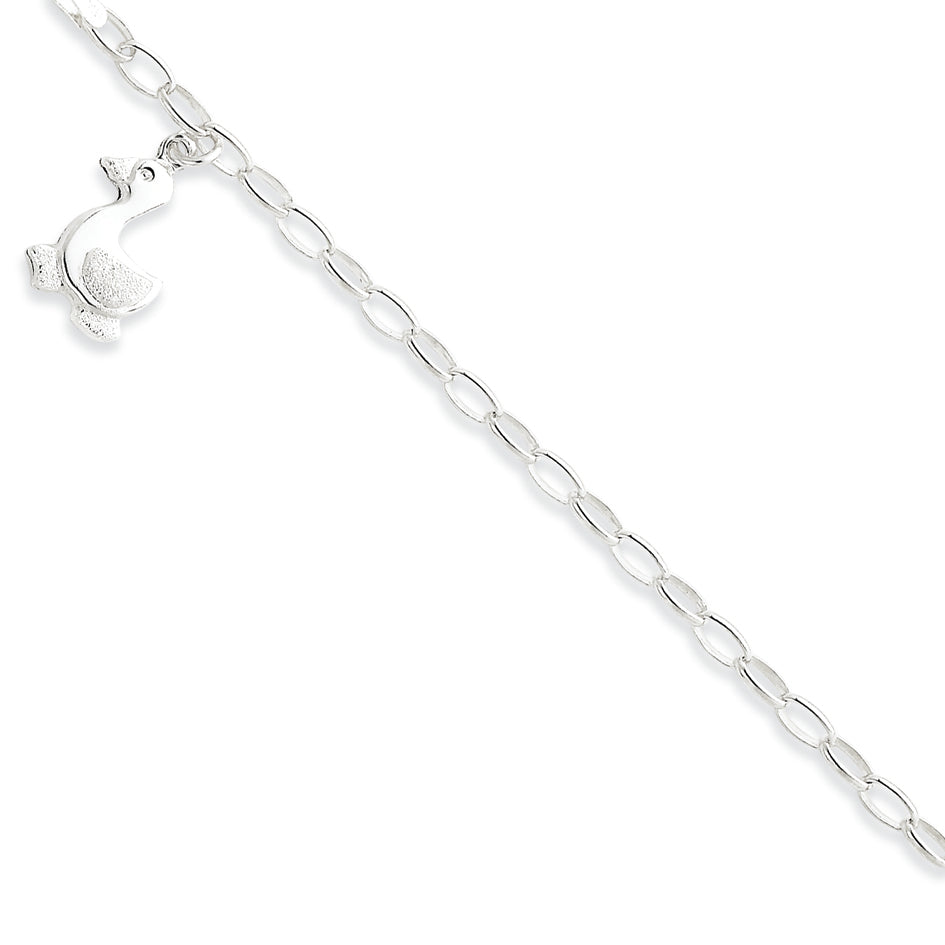 Sterling Silver Baby Bracelet w/Dangling Silver Duck