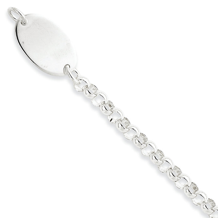Sterling Silver Baby Bracelet w/Oval Plate