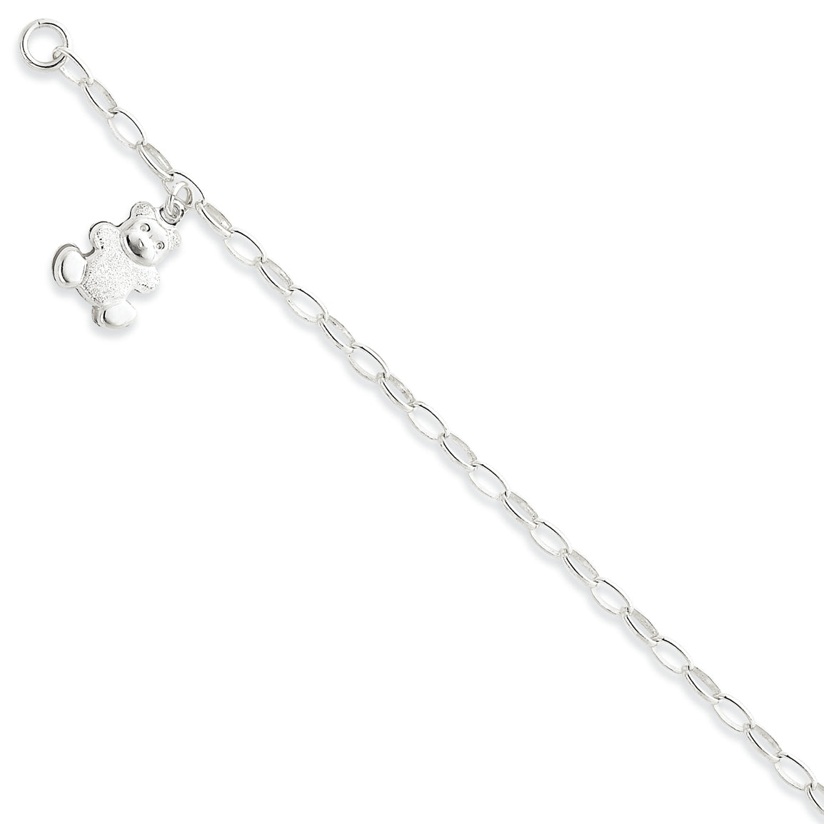 Sterling Silver Baby Bracelet w/Dangling Silver Bear