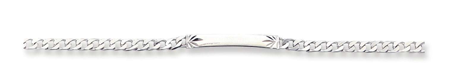 Sterling Silver Polished Engraveable Curb Link ID Bracelet 7 Inches