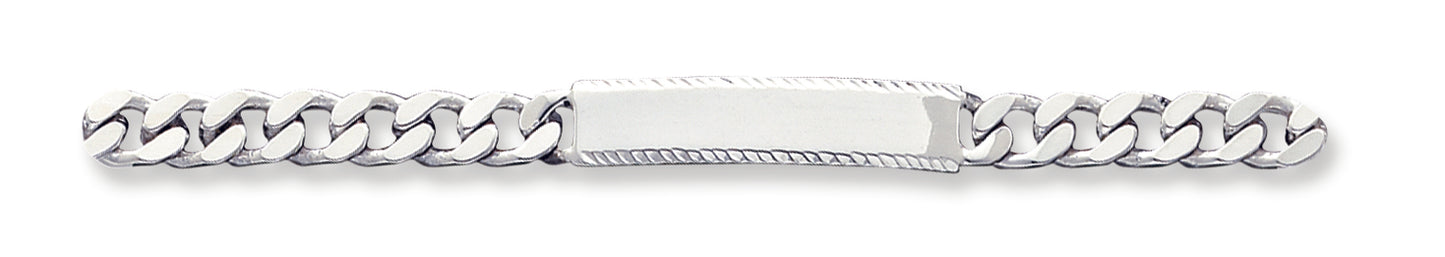 Sterling Silver Polished Diamond-cut Engraveable Curb Link ID Bracelet 7 Inches