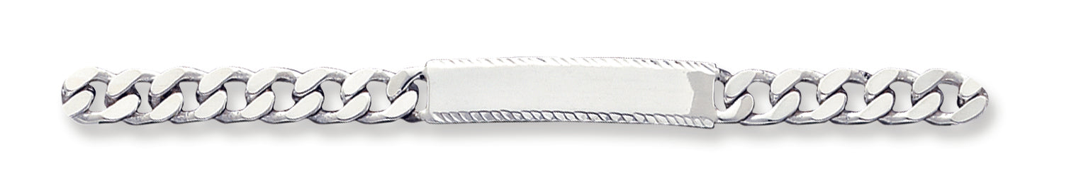 Sterling Silver Polished Diamond-cut Engraveable Curb Link ID Bracelet 7 Inches