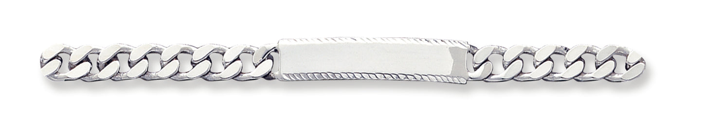 Sterling Silver Polished Diamond-cut Engraveable Curb Link IN Bracelet 8 Inches