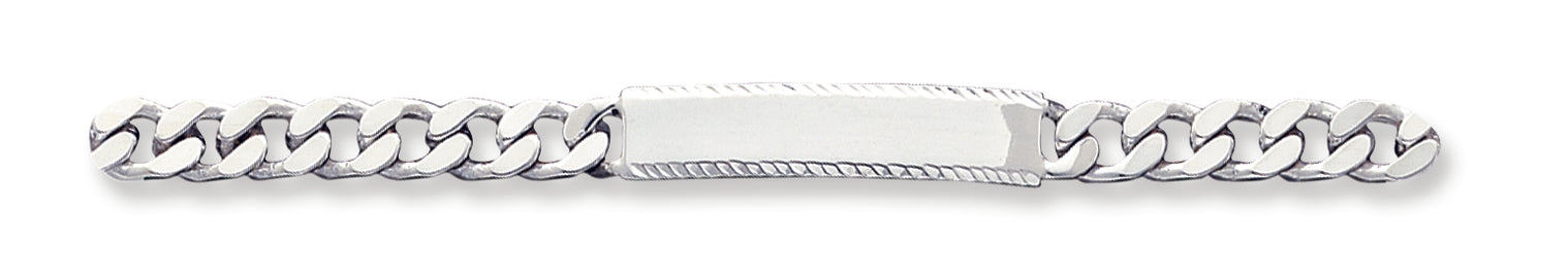 Sterling Silver Polished Diamond-cut Engraveable Curb Link IN Bracelet 8 Inches